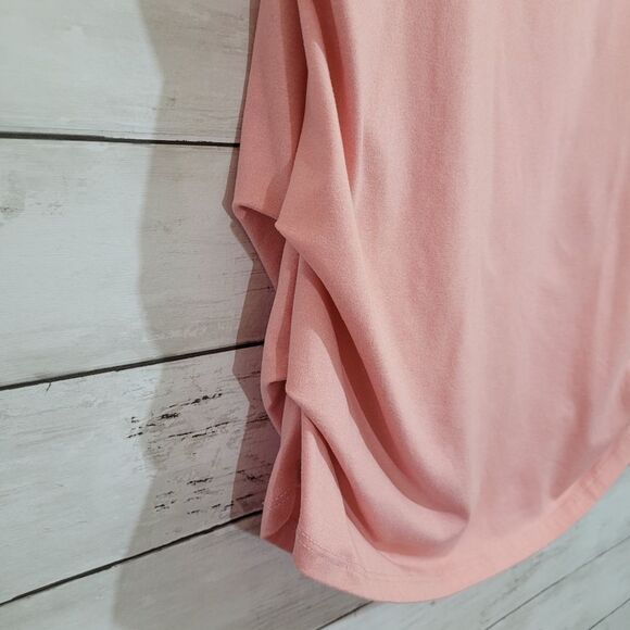 Boutique Brand Luxology Lace-up Ruched Dusty Rose Pink Blouse Top Size Medium - Picture 8 of 11